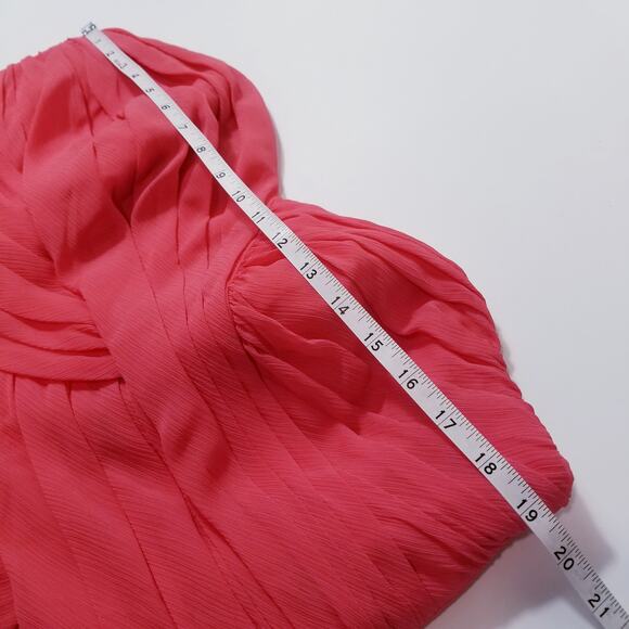 David's Bridal Pink Chiffon Strapless Dress Sweetheart Neckline - Picture 6 of 11